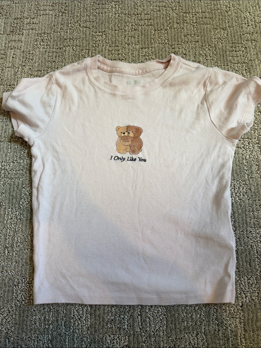Hollister XS Short Sleeve Pink Tee with Bear Graphic